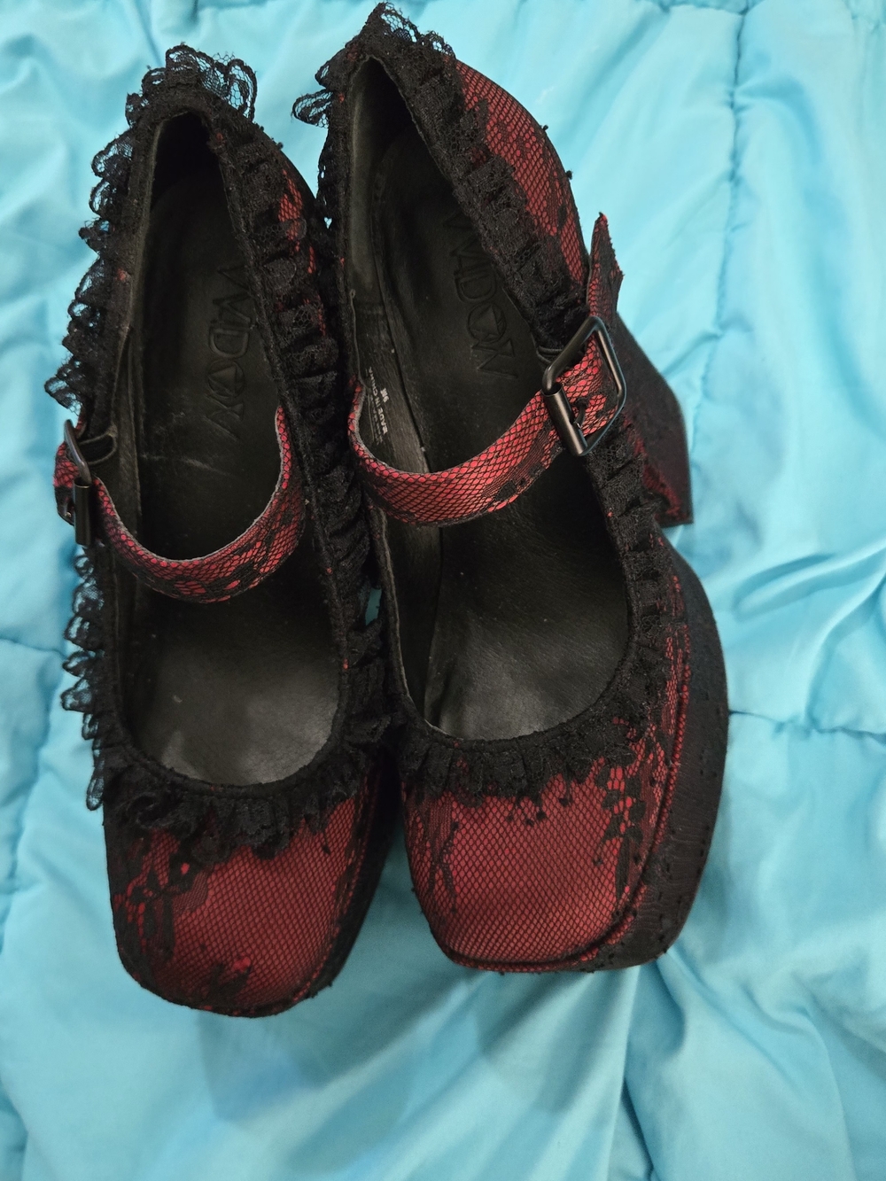 Dolls Kill Burgundy Lace Platforms - Picture 5 of 5